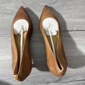 Amara Genuine Leather Bell Heels Pumps, Brown, Size 9